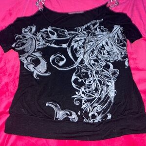 Black and Gray Women's Top with Chain Straps